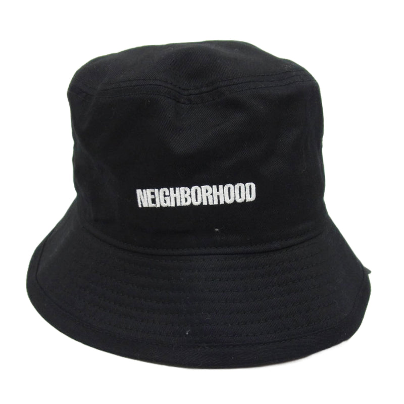 NEIGHBORHOOD ネイバーフッド 241YGNH-HT09 BUCKET HAT 刺繍 フロント ロゴ コットン バケット ハット ブラック系 M【極上美品】【中古】