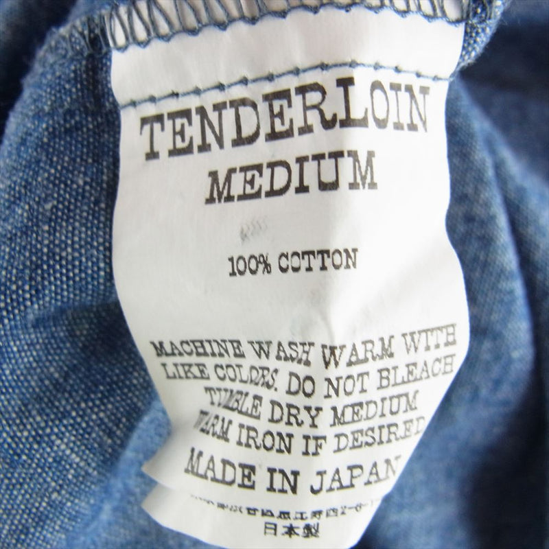 TENDERLOIN テンダーロイン HIGH NECK CHAMBRAY SHT ハイネック シャンブレー シャツ 長袖 インディゴブルー系 M【中古】