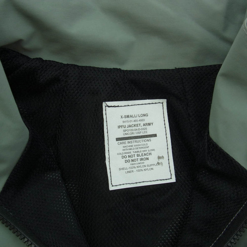 ヴィンテージ SPO100-04-D-0325 US ARMY IPFU JACKET アメリカ軍 米軍 00s ナイロン ジップアップ トレーニング ジャケット ブルゾン カーキ系 XS【中古】