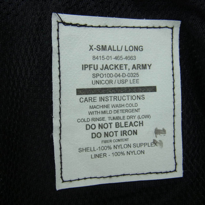 ヴィンテージ SPO100-04-D-0325 US ARMY IPFU JACKET アメリカ軍 米軍 00s ナイロン ジップアップ トレーニング ジャケット ブルゾン カーキ系 XS【中古】