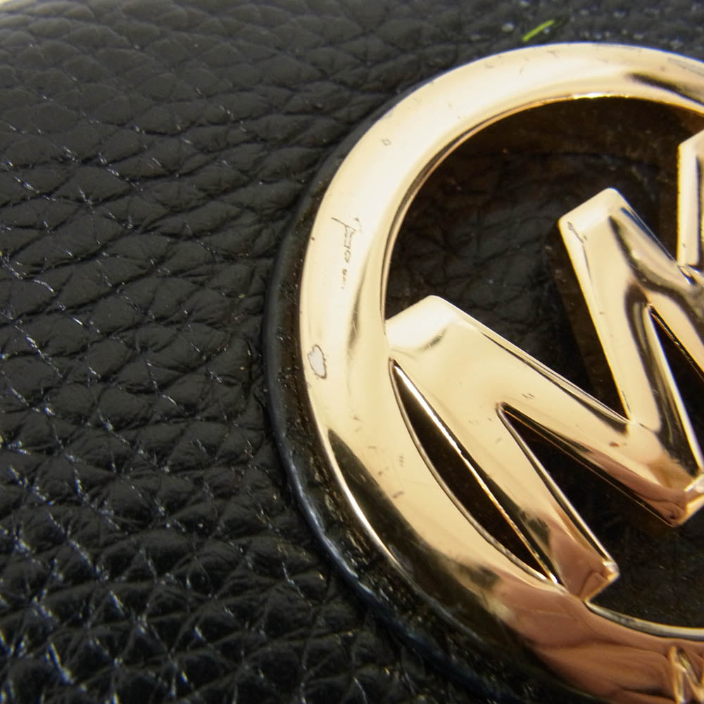 Michael Kors マイケルコース サークルMK レザー ロングウォレット 長財布 ブラック系【極上美品】【中古】