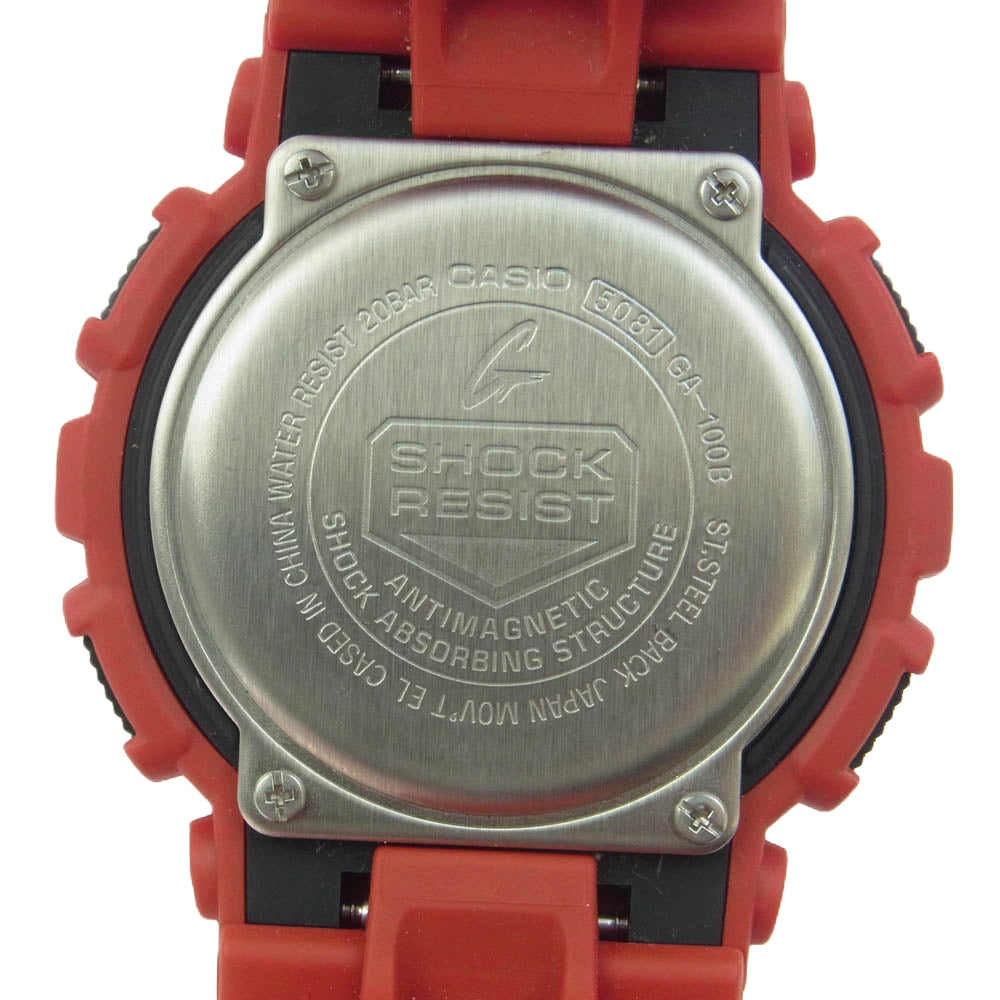 CASIO G-SHOCK カシオ ジーショック GA-100B-4AJF ワイドフェイスコンビネーションモデル デジアナ 200m防水 クォーツ ウォッチ 腕時計 レッド系【美品】【中古】