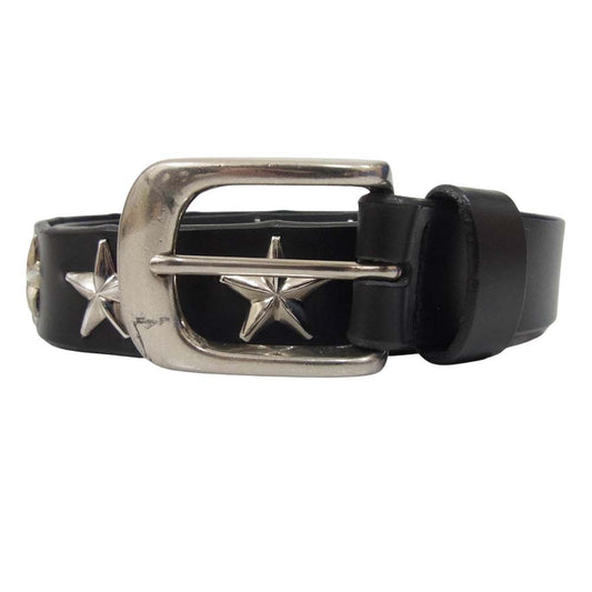 CRIMIE クライミー CR1-02C5-WB05 STAR STUDDED BELT スター スタッズ レザー ベルト ブラック系 36【中古】