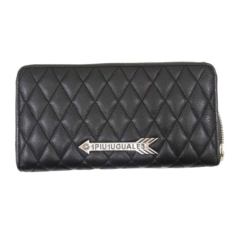 1piu1uguale3 ウノピュウノウグァーレトレ × CODY SANDERSON コディーサンダーソン round zip wallet ラウンド ジップ ウォレット ブラック系【美品】【中古】