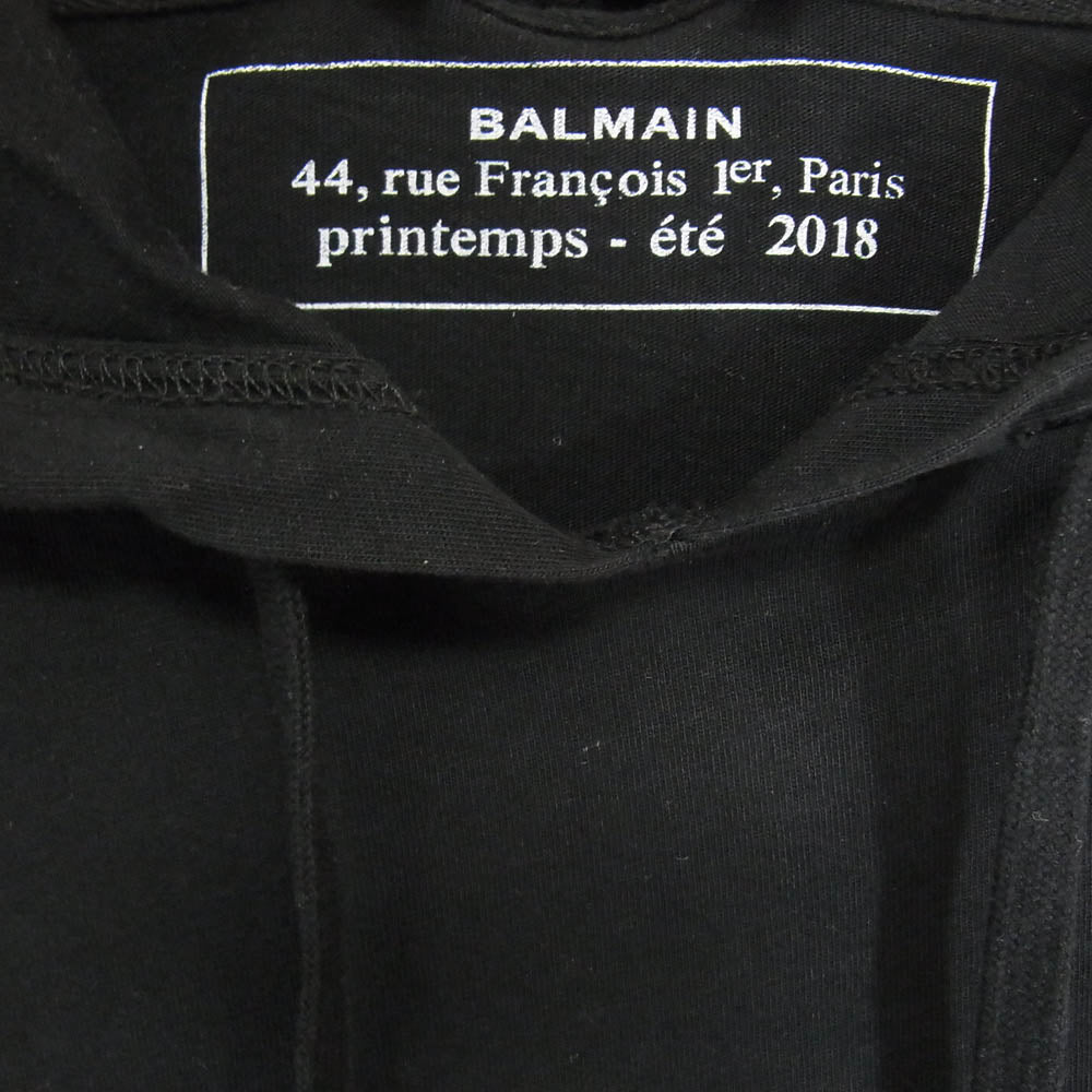 BALMAIN バルマン S8H8099I157 Logo Lightweight Hoody ロゴプリント ライトウェイト フーディ パーカー ブラック系 XS【中古】