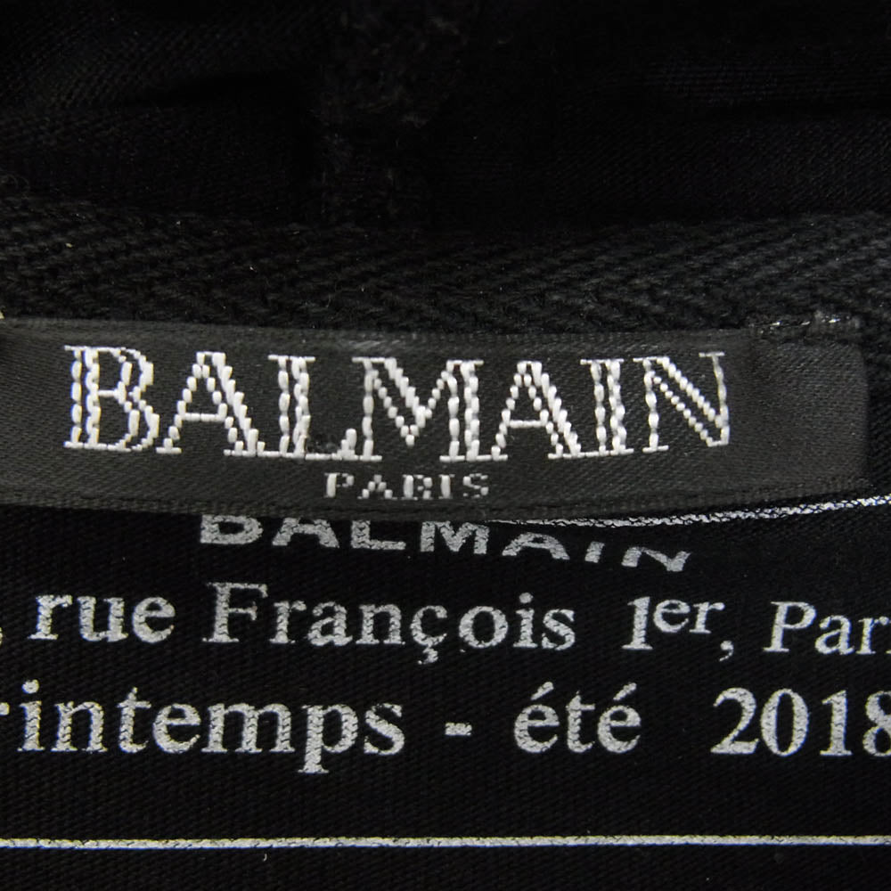 BALMAIN バルマン S8H8099I157 Logo Lightweight Hoody ロゴプリント ライトウェイト フーディ パーカー ブラック系 XS【中古】