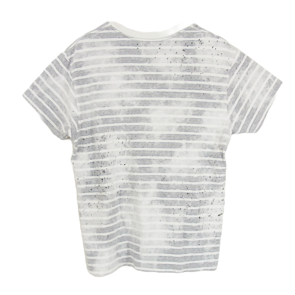 AMIRI アミリ ショットガン ダメージ加工 ボーダー 半袖 Tシャツ グレー系 XS【中古】