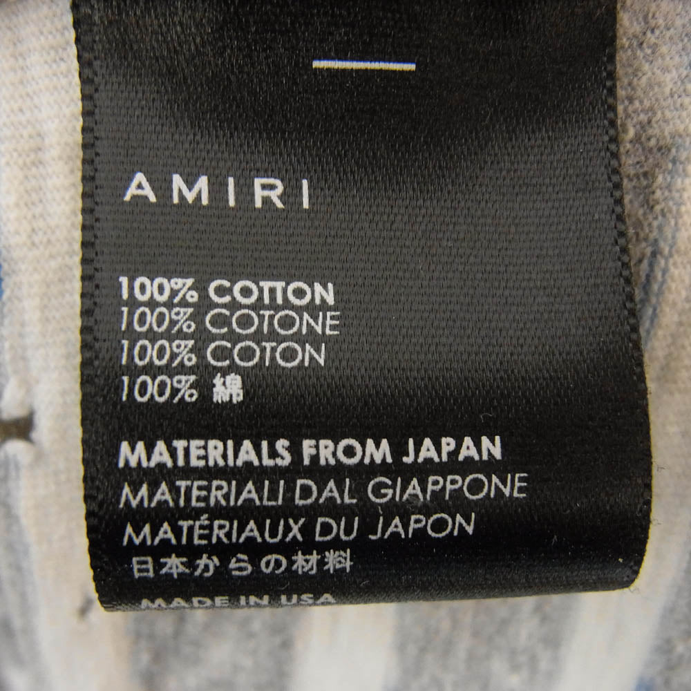 AMIRI アミリ ショットガン ダメージ加工 ボーダー 半袖 Tシャツ グレー系 XS【中古】