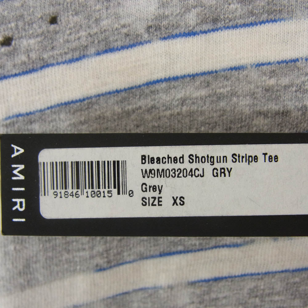 AMIRI アミリ ショットガン ダメージ加工 ボーダー 半袖 Tシャツ グレー系 XS【中古】