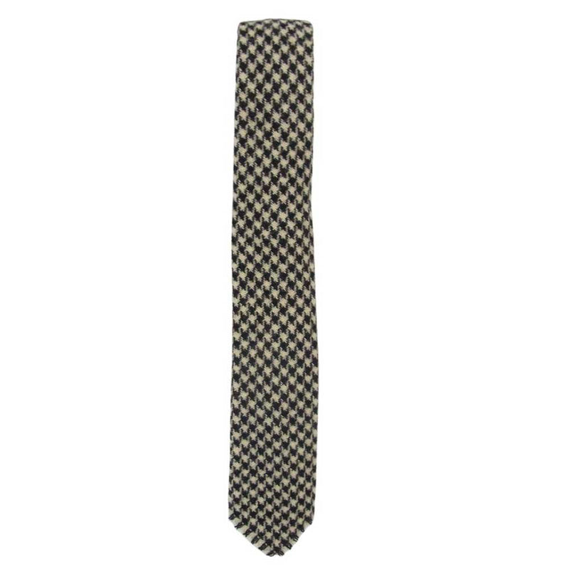 ANATOMICA アナトミカ HAND FRINGE TIE HOUNDSTOOTH ウール ハウンドトゥース ウール100％ 千鳥格子 ネクタイ ブラック系【美品】【中古】