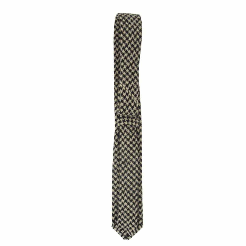 ANATOMICA アナトミカ HAND FRINGE TIE HOUNDSTOOTH ウール ハウンドトゥース ウール100％ 千鳥格子 ネクタイ ブラック系【美品】【中古】