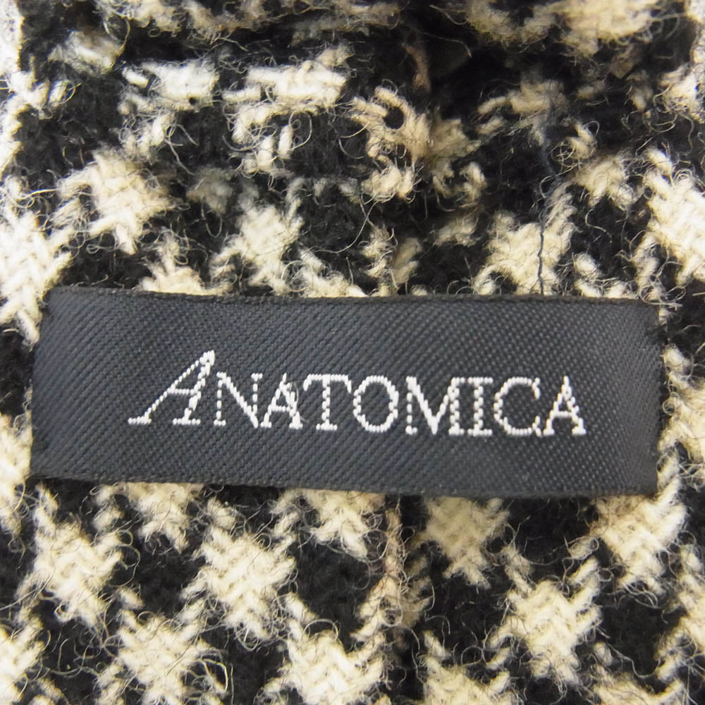 ANATOMICA アナトミカ HAND FRINGE TIE HOUNDSTOOTH ウール ハウンドトゥース ウール100％ 千鳥格子 ネクタイ ブラック系【美品】【中古】