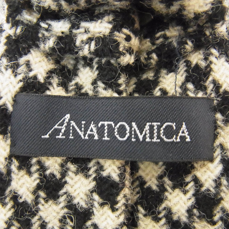 ANATOMICA アナトミカ HAND FRINGE TIE HOUNDSTOOTH ウール ハウンドトゥース ウール100％ 千鳥格子 ネクタイ ブラック系【美品】【中古】