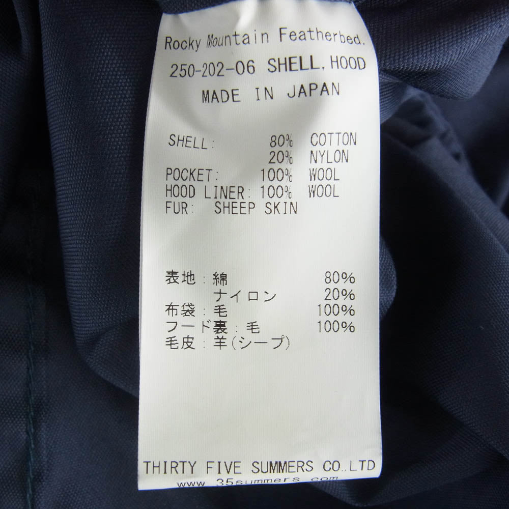Rocky Mountain FeatherBed ロッキーマウンテンフェザーベッド M-65 フルセット フィッシュテールパーカ 着脱可能フード付き キルティングライナー モッズコート Air force blue ネイビー系 38【中古】