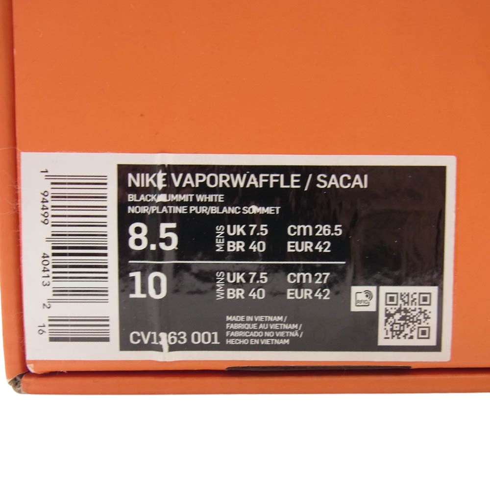 NIKE ナイキ CV1363-001 SACAI サカイ VAPORWAFFLE BLACK AND WHITE ヴェイパー ワッフル スニーカー ブラック系 26.5cm【中古】