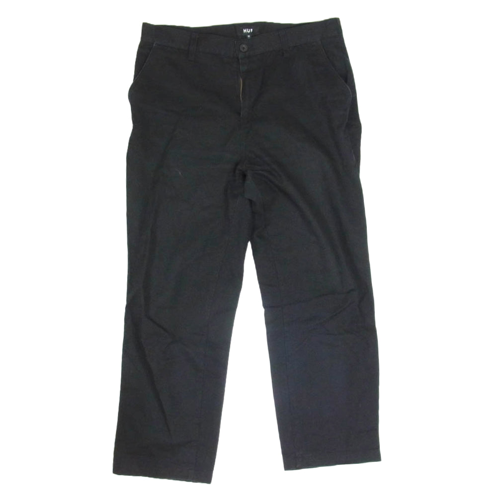 HUF ハフ コットン 無地 ワイド パンツ ブラック系 34【中古】