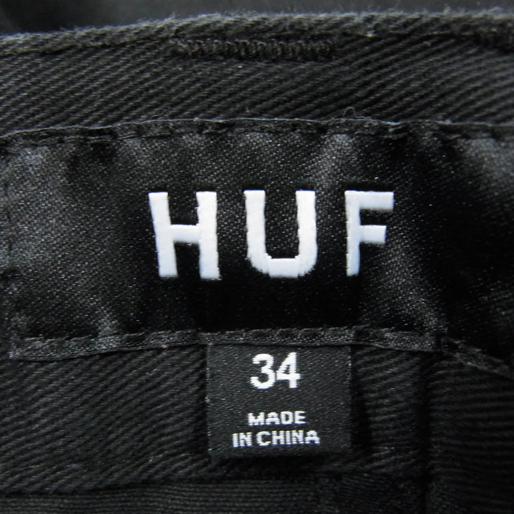 HUF ハフ コットン 無地 ワイド パンツ ブラック系 34【中古】
