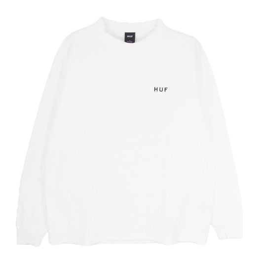 HUF ハフ OG LOGO LS TEE ロゴ刺繍 長袖 Tシャツ ホワイト系 L【中古】