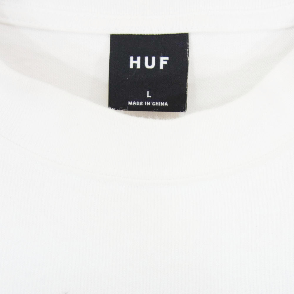 HUF ハフ OG LOGO LS TEE ロゴ刺繍 長袖 Tシャツ ホワイト系 L【中古】