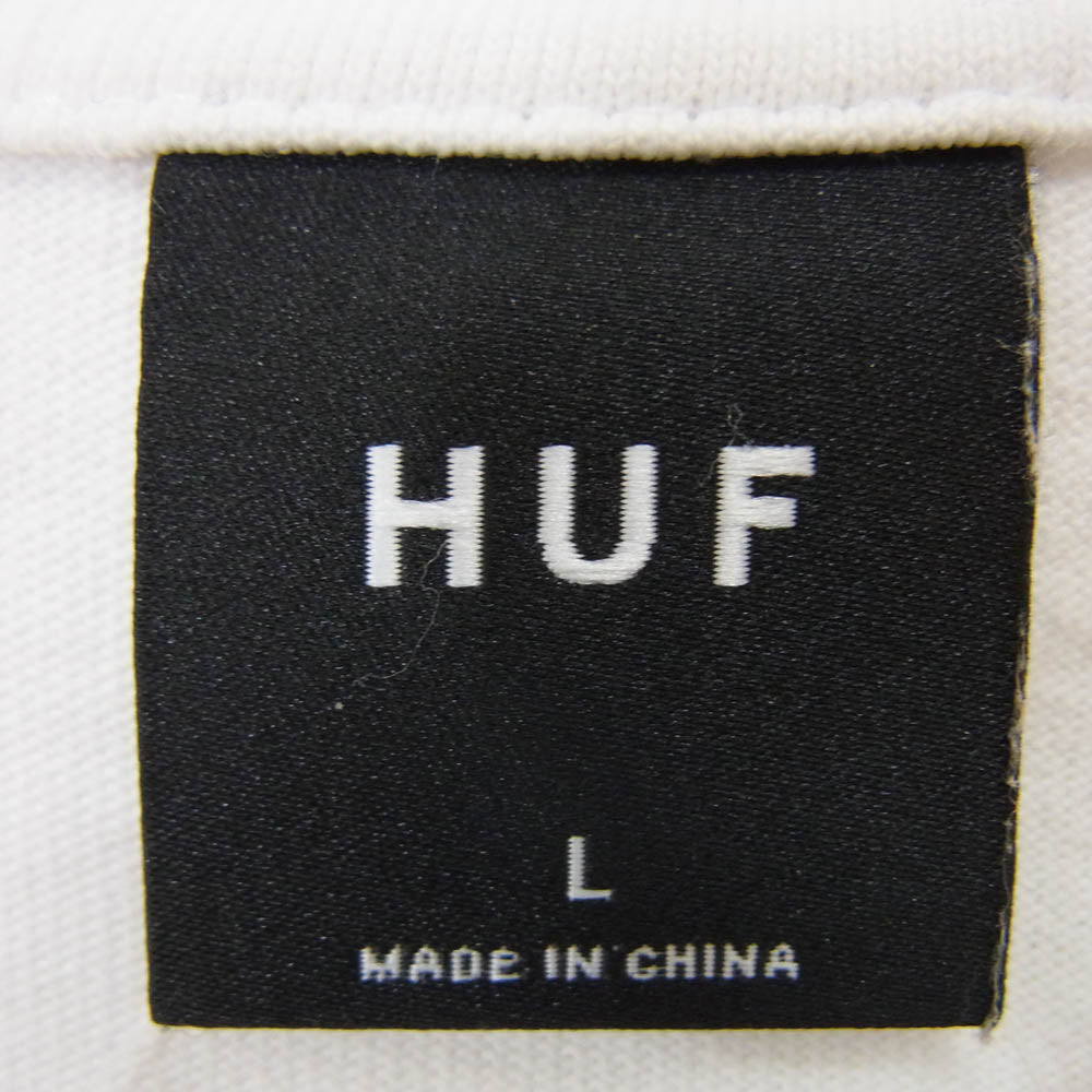 HUF ハフ OG LOGO LS TEE ロゴ刺繍 長袖 Tシャツ ホワイト系 L【中古】