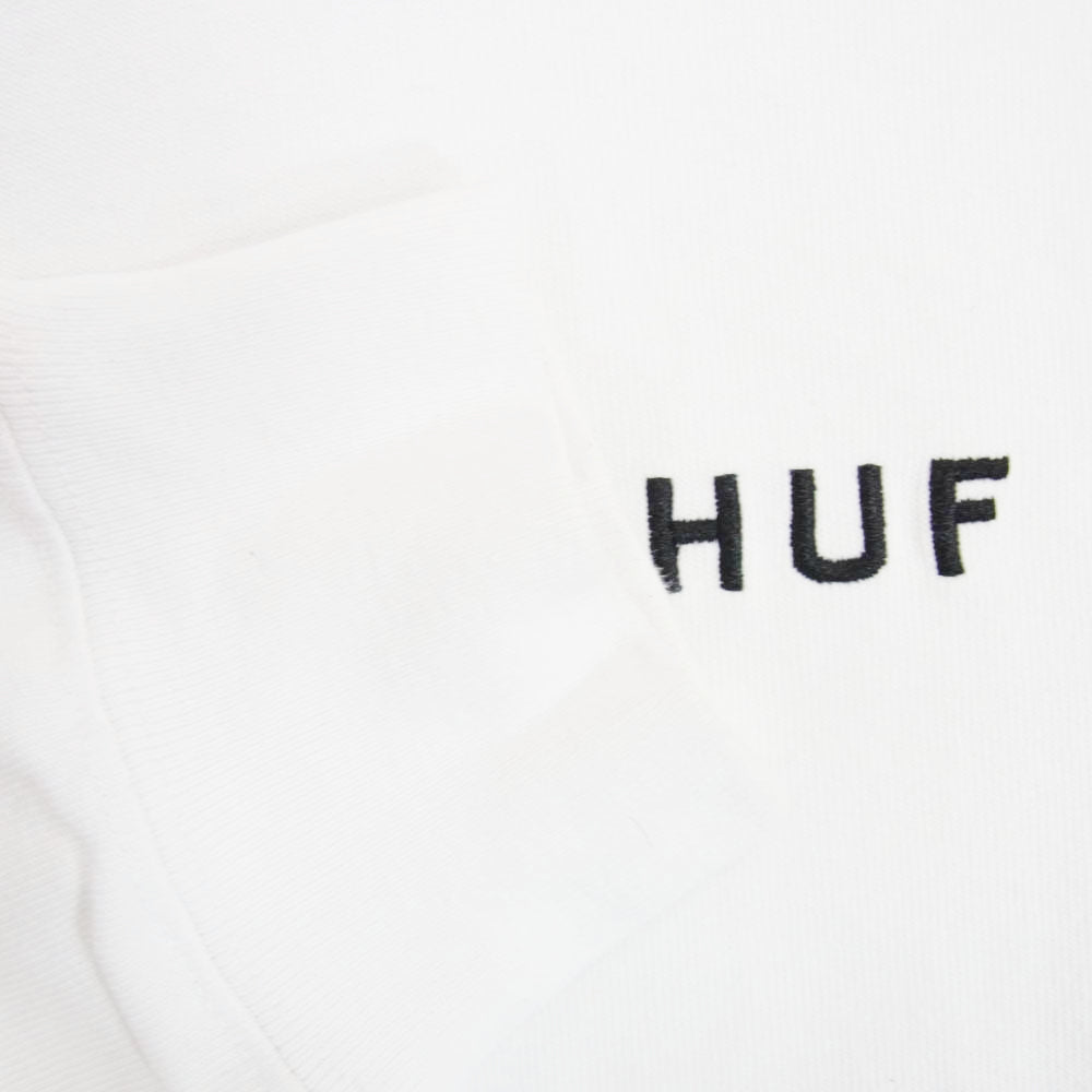 HUF ハフ OG LOGO LS TEE ロゴ刺繍 長袖 Tシャツ ホワイト系 L【中古】