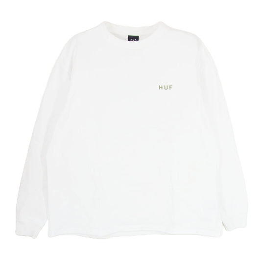 HUF ハフ OG LOGO LS TEE ロゴ刺繍 長袖 Tシャツ ホワイト系 L【中古】