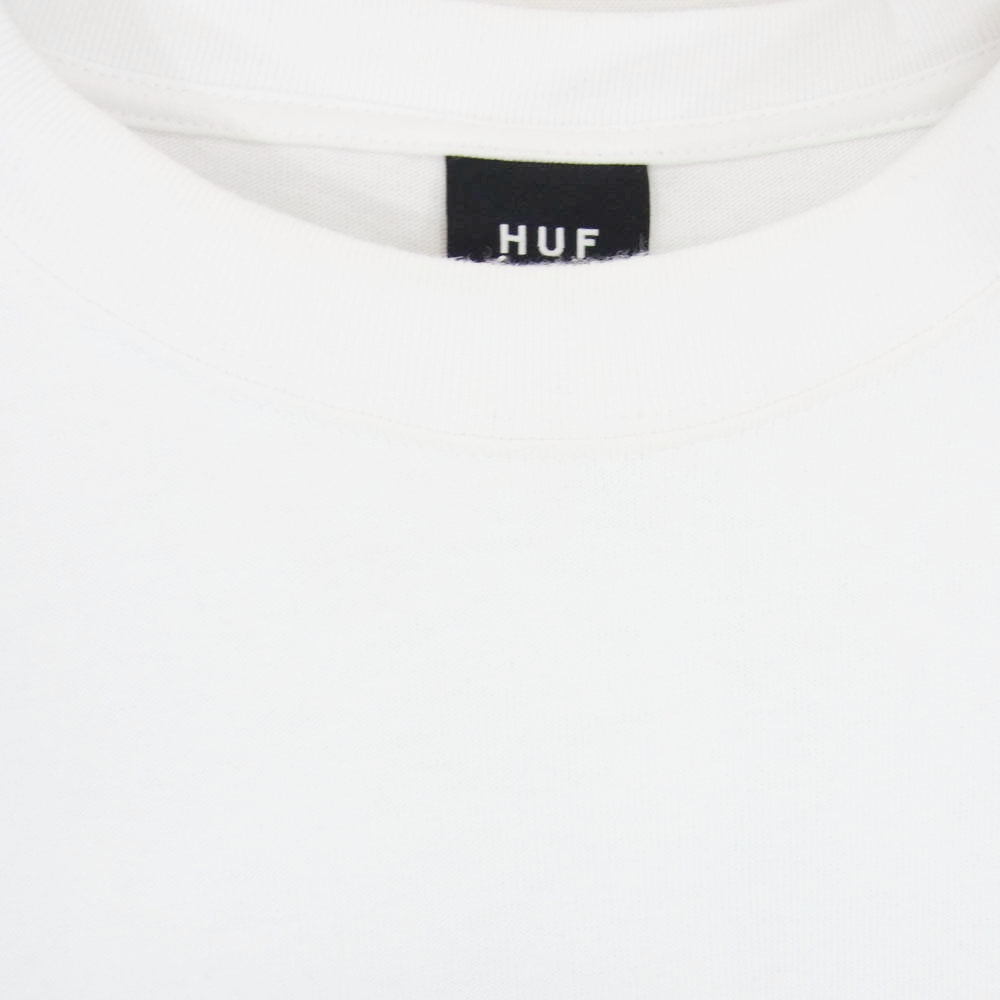 HUF ハフ OG LOGO LS TEE ロゴ刺繍 長袖 Tシャツ ホワイト系 L【中古】