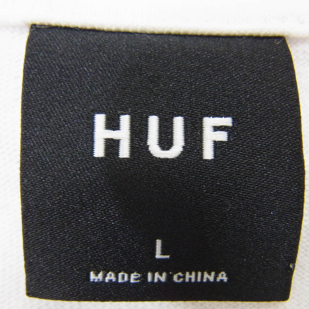 HUF ハフ OG LOGO LS TEE ロゴ刺繍 長袖 Tシャツ ホワイト系 L【中古】