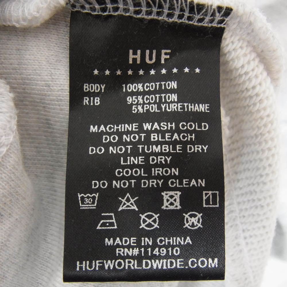 HUF ハフ 20周年限定 CONVERSION ZIP FLEECE コンバージョン ハーフジップ スウェット トレーナー グレー系 L【中古】