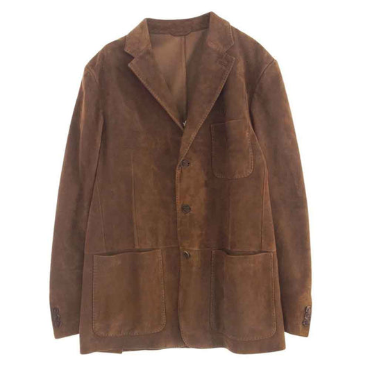 Salvatore Ferragamo サルヴァトーレフェラガモ ヌバックレザー テーラード ジャケット ブラウン系 52【中古】