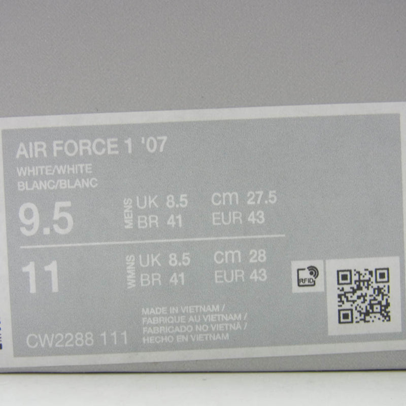 NIKE ナイキ CW2288-111 AIR FORCE 1 07 エアフォース 1 ローカット スニーカー ホワイト系 27.5cm【新古品】【未使用】【中古】