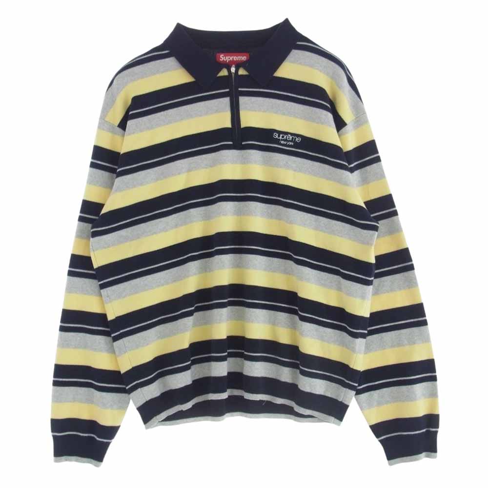 Supreme シュプリーム 24AW Stripe Zip L/S Polo ストライプ ジップ ポロシャツ スウェット マルチカラー系 L【中古】