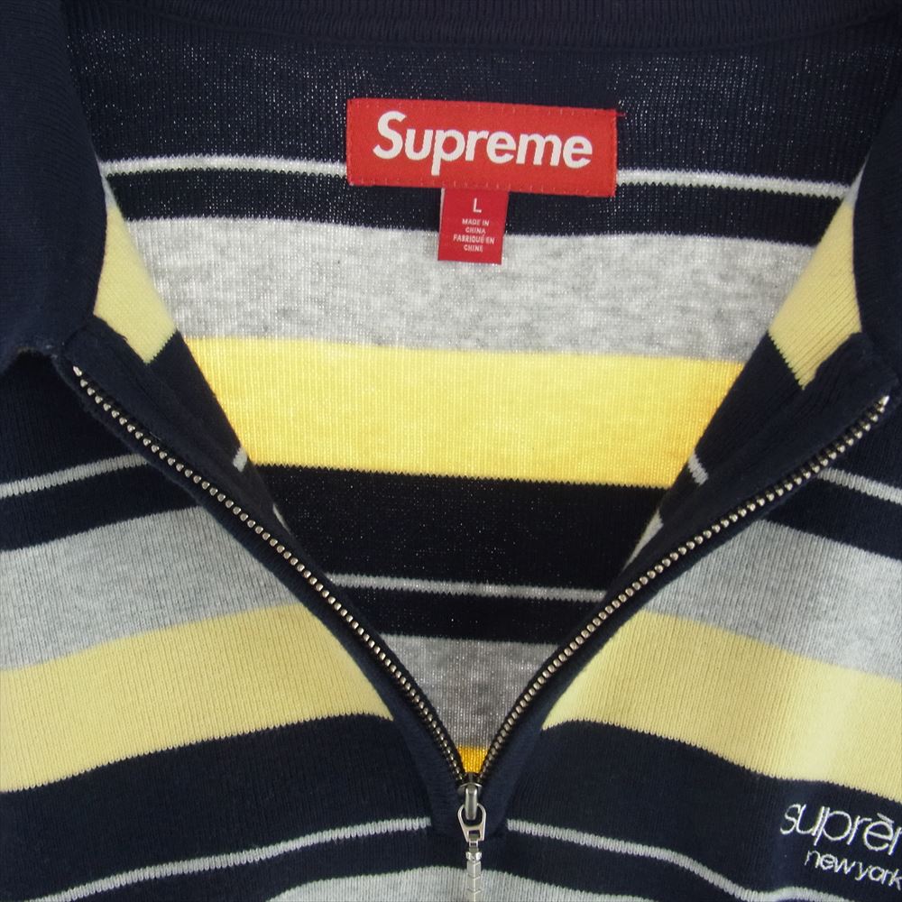 Supreme シュプリーム 24AW Stripe Zip L/S Polo ストライプ ジップ ポロシャツ スウェット マルチカラー系 L【中古】