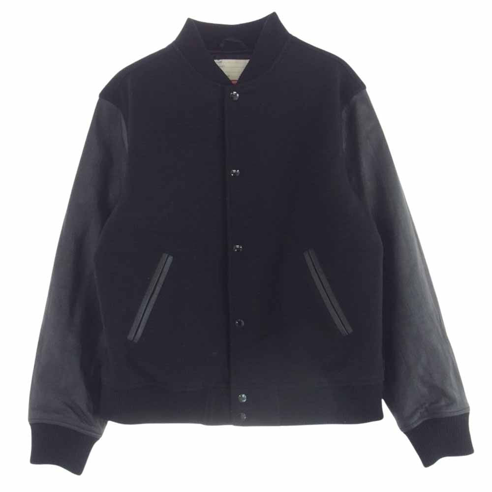 Supreme シュプリーム 18AW Motion Logo Varsity Jacket モーション ロゴ アーム レザー ジャケット ブラック系 M【中古】