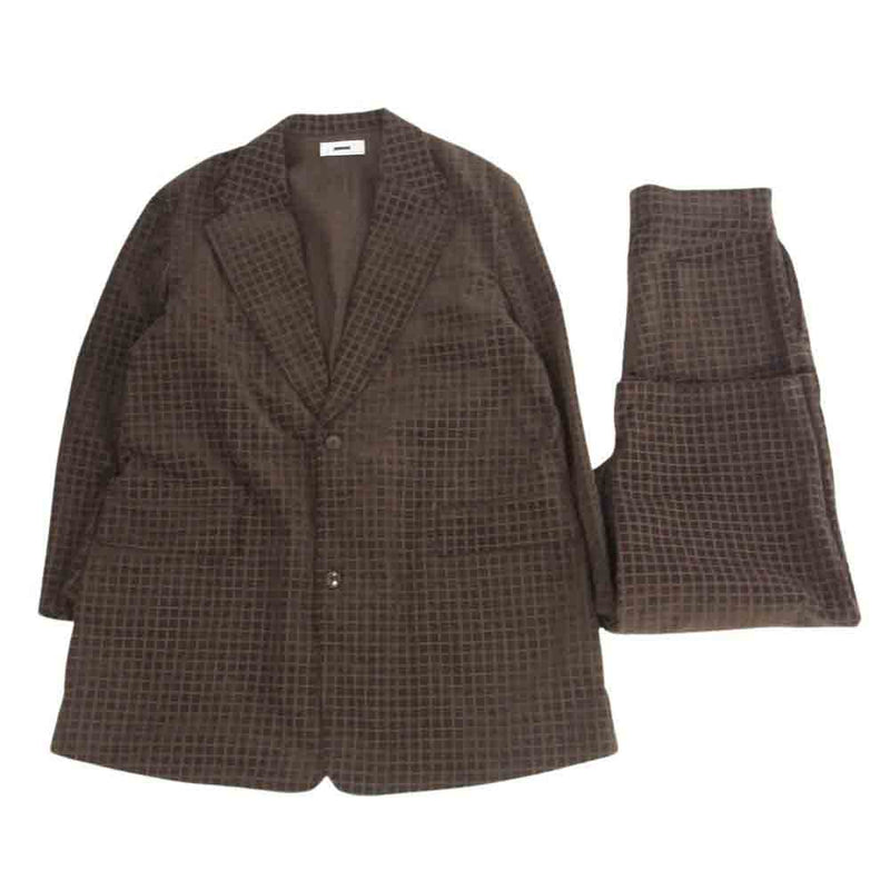 リバーバレイト L'ECHOPPE 別注 GRID CORDUROY LONG JACKET CORDUROY TROUSERS コーデュロイ ロングジャケット コーデュロイ トラウザー パンツ セットアップ ブラウン系 上38 下32【中古】