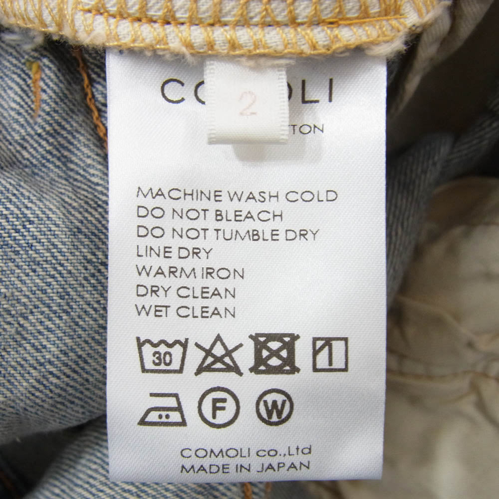 COMOLI コモリ 23SS X01-03004 デニム 5Pパンツ BLEACH 加工 デニム パンツ インディゴブルー系 2【極上美品】【中古】