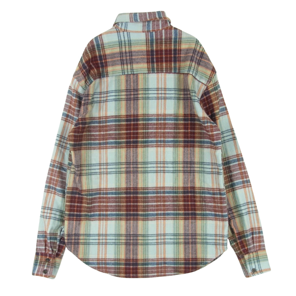 THE ELDER STATESMAN エルダー ステイツマン コットン ネルシャツ 長袖 シャツ チェック柄 レッド系 ライトブルー系 ブルー系 XXS【中古】