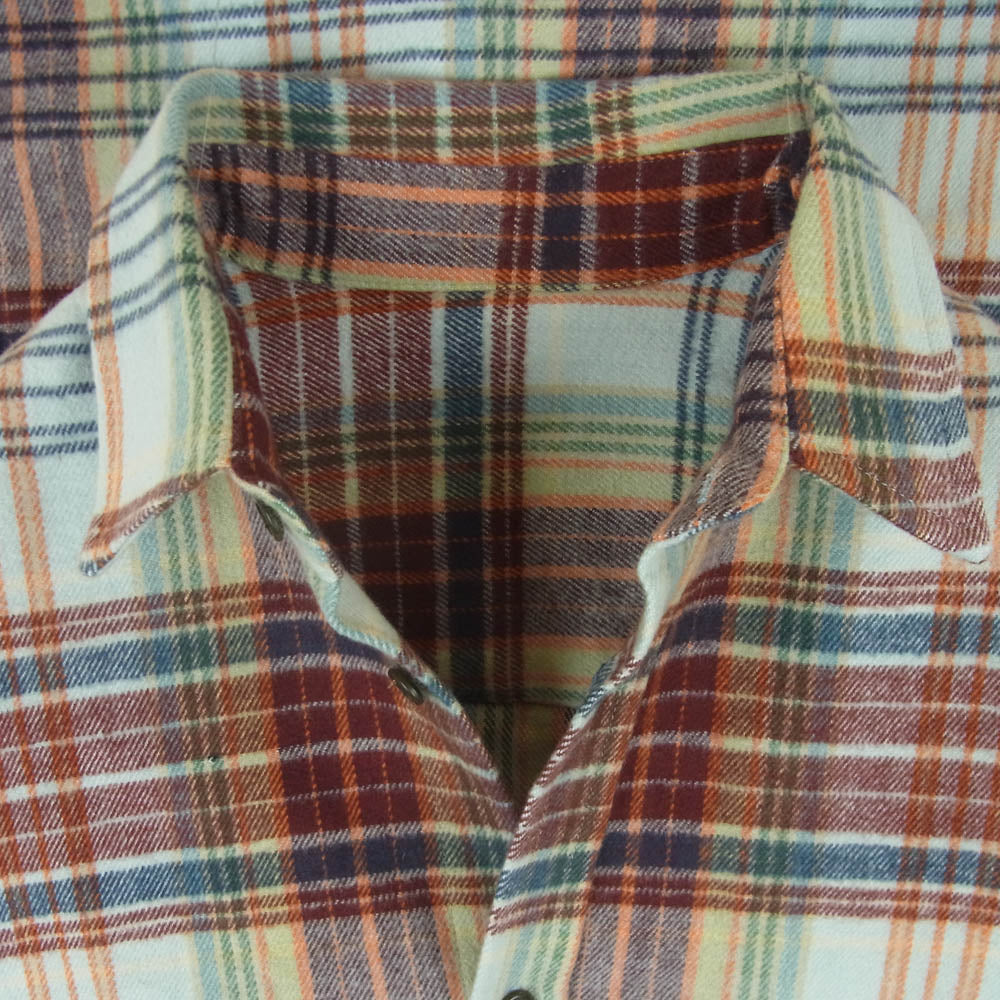 THE ELDER STATESMAN エルダー ステイツマン コットン ネルシャツ 長袖 シャツ チェック柄 レッド系 ライトブルー系 ブルー系 XXS【中古】