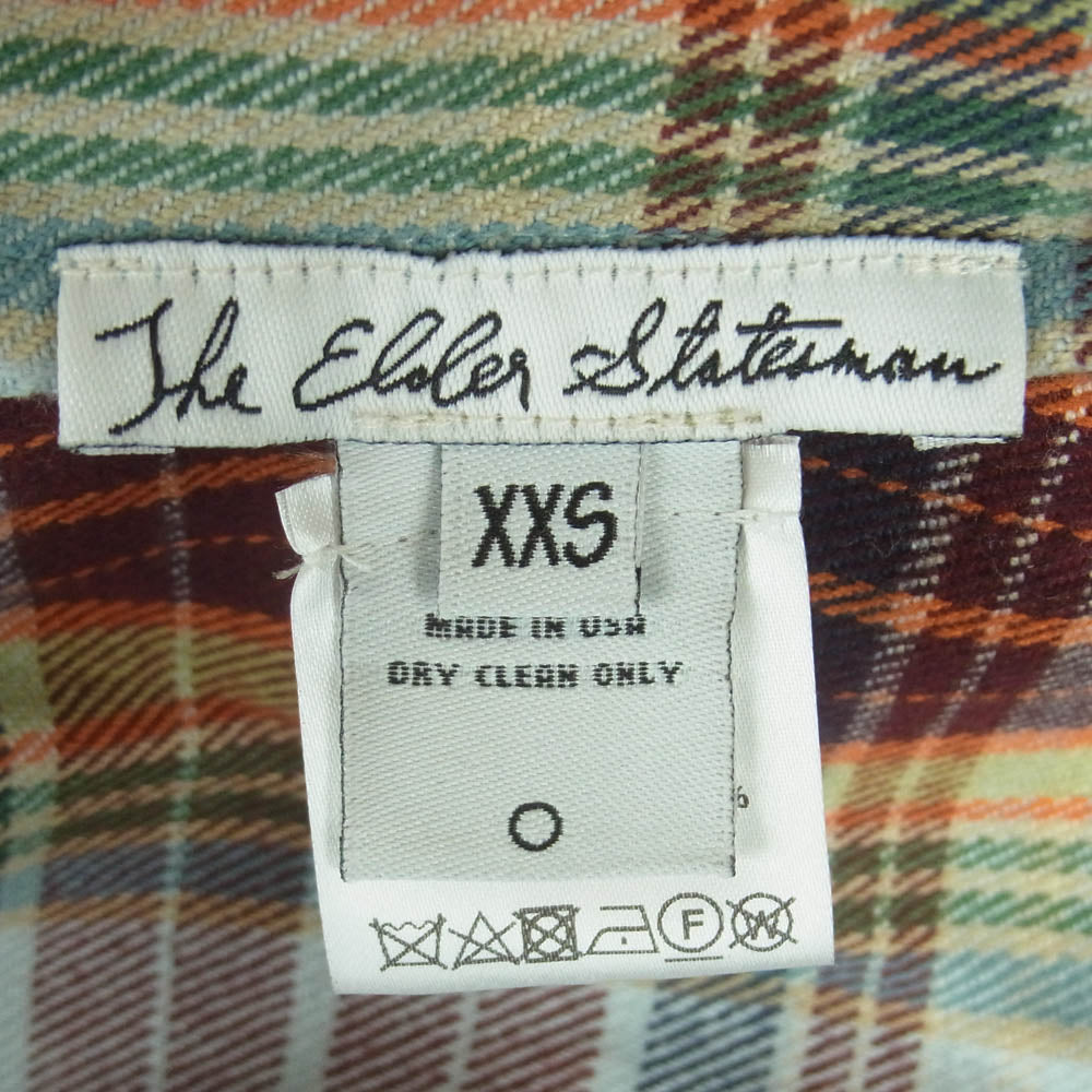 THE ELDER STATESMAN エルダー ステイツマン コットン ネルシャツ 長袖 シャツ チェック柄 レッド系 ライトブルー系 ブルー系 XXS【中古】