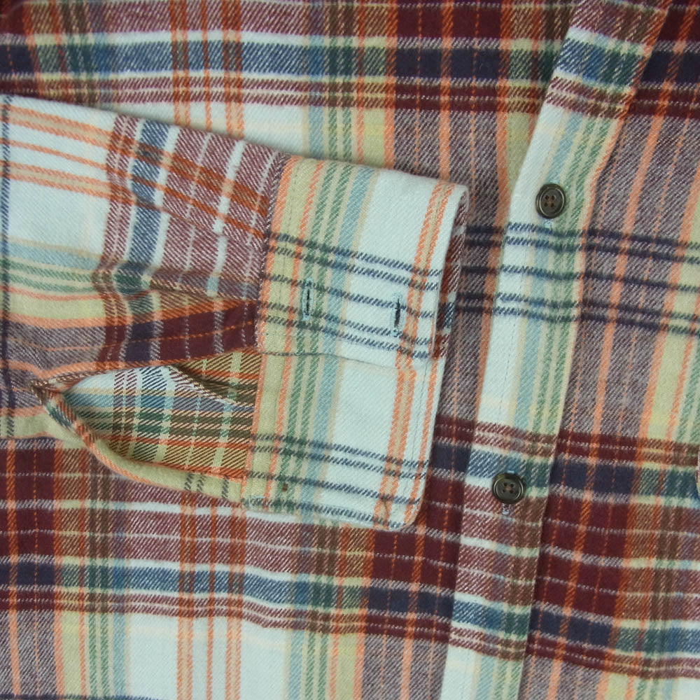 THE ELDER STATESMAN エルダー ステイツマン コットン ネルシャツ 長袖 シャツ チェック柄 レッド系 ライトブルー系 ブルー系 XXS【中古】