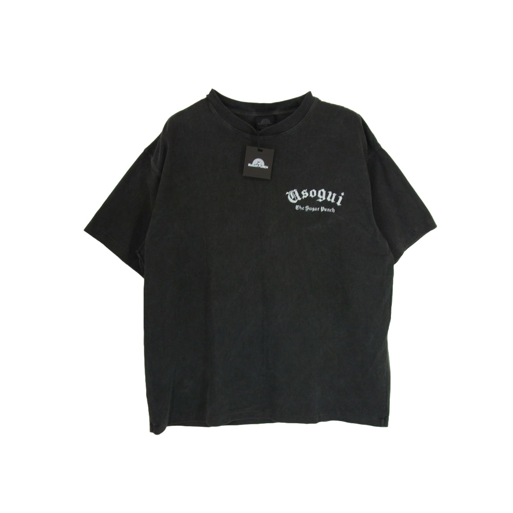 シュガー パンチ TUSM24SM-007 嘘喰い USOGUI S/S T-SHIRT 元零號立会人伽羅 ヴィンテージ加工 半袖Tシャツ ブラック系 M【極上美品】【中古】