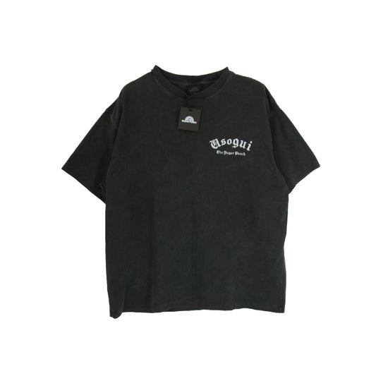 シュガー パンチ TUSM24SM-007 嘘喰い USOGUI S/S T-SHIRT 元零號立会人伽羅 ヴィンテージ加工 半袖Tシャツ ブラック系 M【極上美品】【中古】
