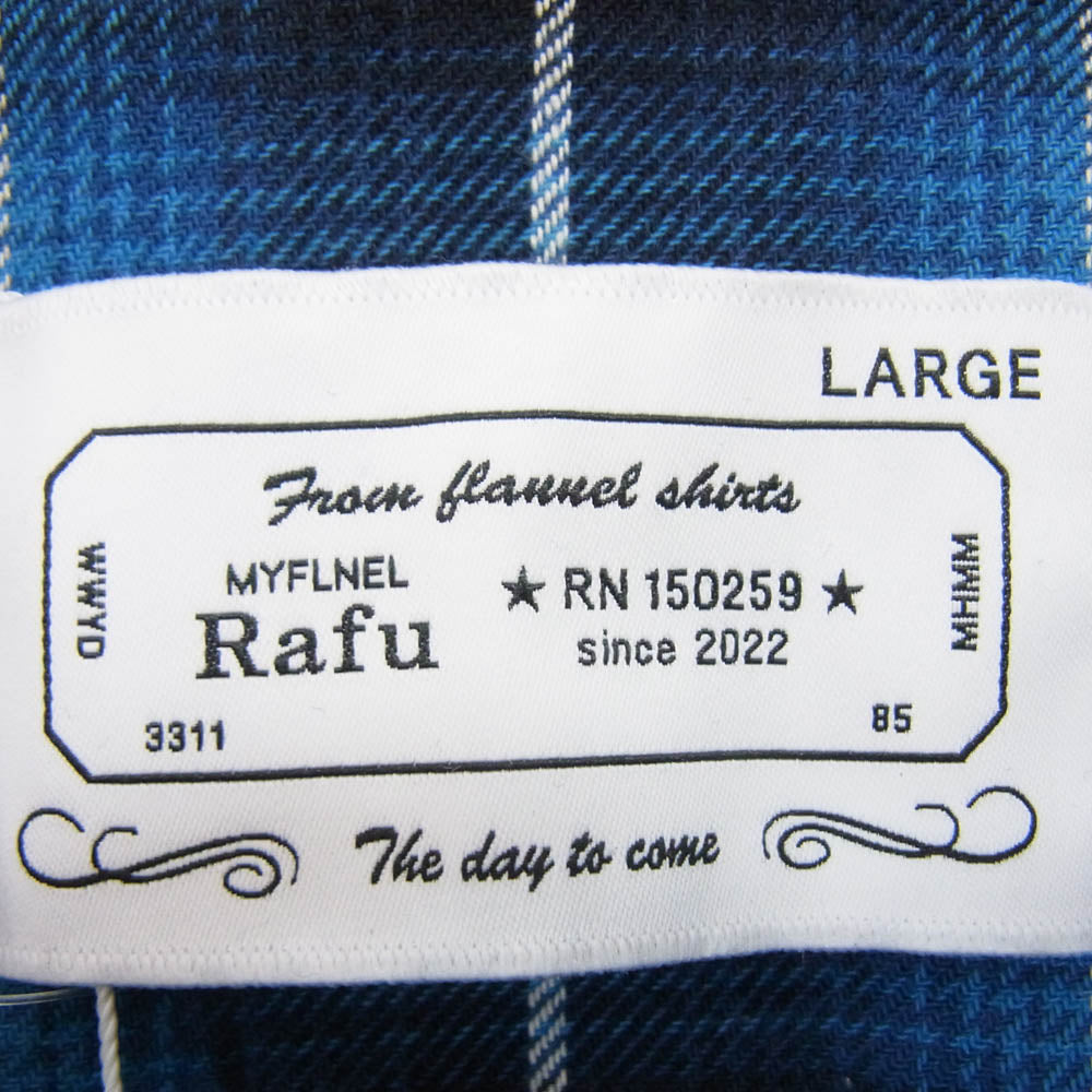 ラフ Rafu002 western shirt ウエスタン 長袖 シャツ ブルー系 L【美品】【中古】