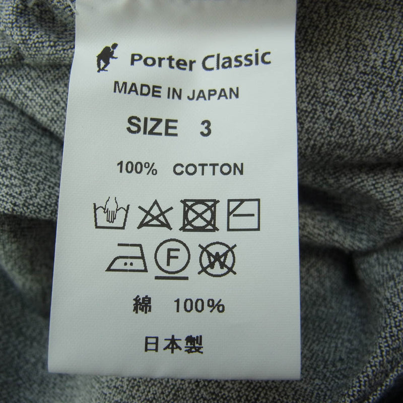 PORTER CLASSIC ポータークラシック 22AW PC-016-2037-11-3 LONG RIDERS SHIRT ロング ライダース シャツ グレー系 3【極上美品】【中古】