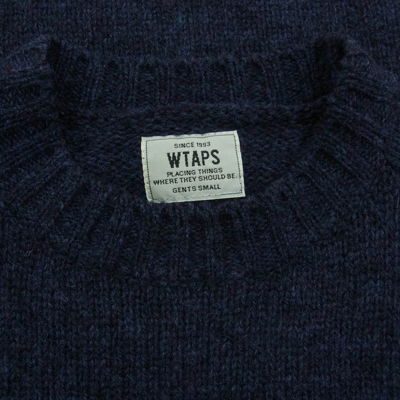 WTAPS ダブルタップス 14AW 142MADT-KNM01 DECK CREW-C SWEATER WOOL JC RENNIE クルーネック ニット ネイビー系【中古】