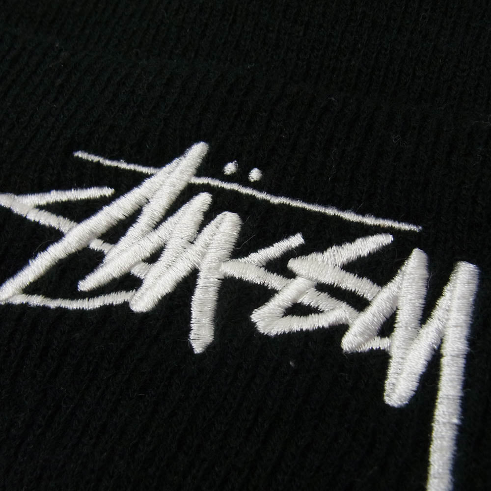 STUSSY ステューシー ストックロゴ 刺繍 ニット キャップ ブラック系【中古】