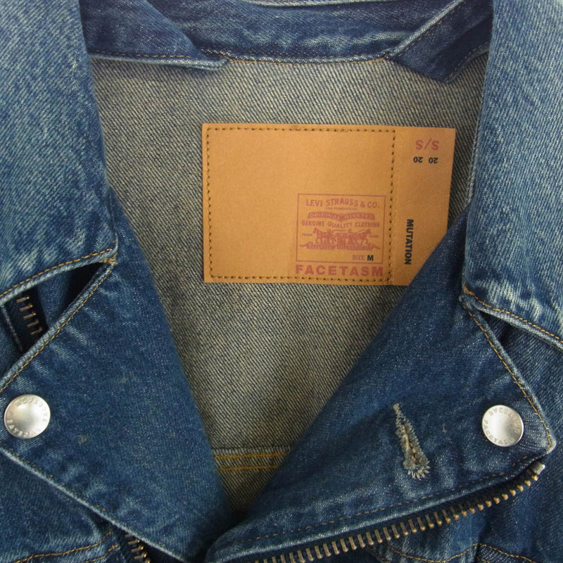 FACETASM ファセッタズム 20SS × LEVIS BIKERS TRUCKER JACKET デニム バイカーズトラッカージャケット ライダース インディゴブルー系 M【中古】