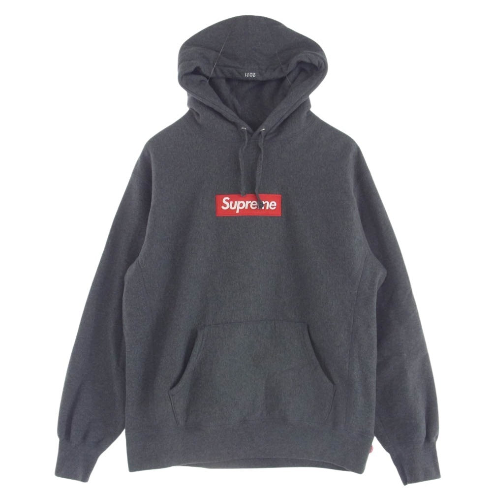 Supreme シュプリーム 21AW Box Logo Hooded Sweatshirt Charcoal ボックス ロゴ フーディー スウェット シャツ  パーカー グレー系 M【中古】