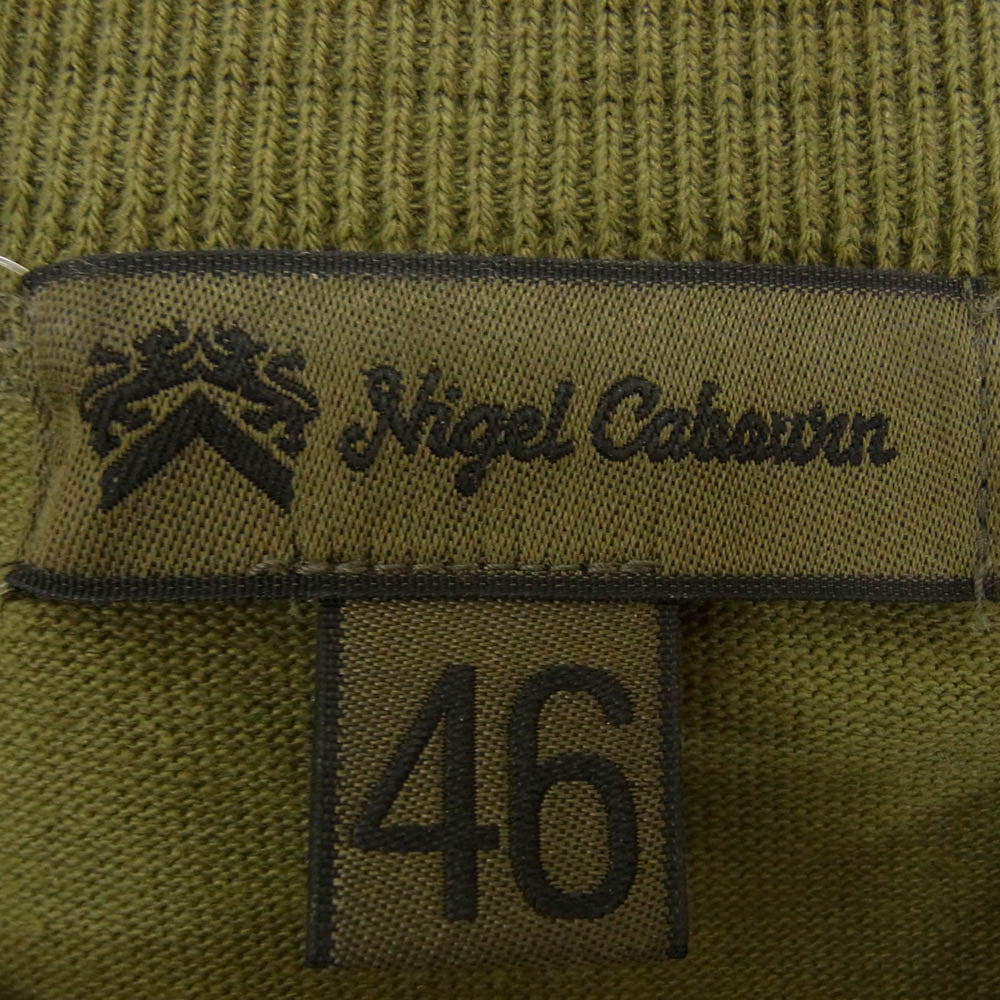 Nigel Cabourn ナイジェルケーボン 8041-00-20006 猫目 ボタン ヘンリー ネック カットソー カーキ系 46【中古】
