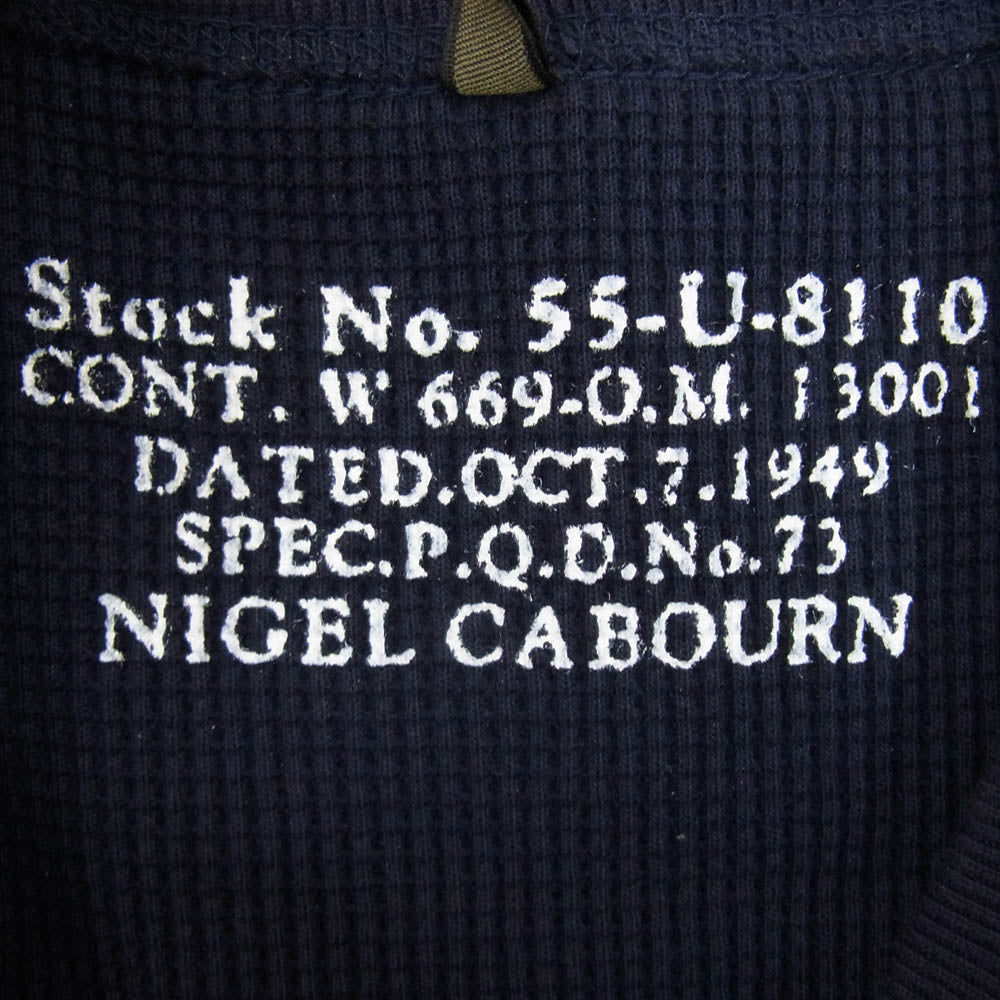 Nigel Cabourn ナイジェルケーボン 8041-00-20004 CREW NECK HIGH DENSITY WAFFLE ヘビーウェイト サーマル カットソー ネイビー系 46【中古】